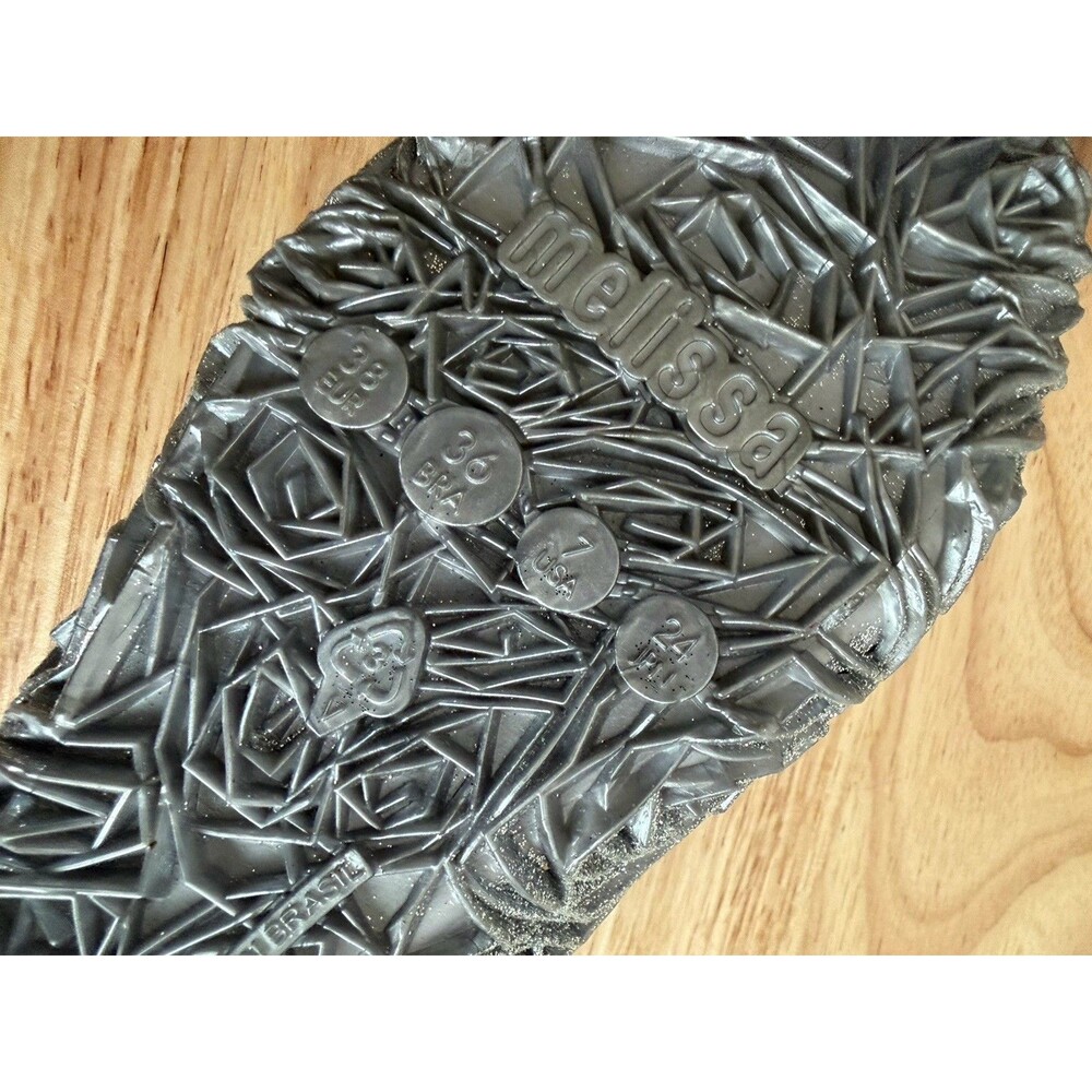 Melissa + Campana Fritas Gray Rose Silver Jelly Glitter Flats Sz 7 - Picture 8 of 8